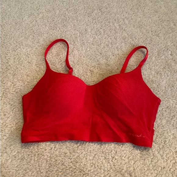 Victoria’s Secret Pink Wireless Lightly Lined Bra Bralette Red Small Sexy Comfy - Picture 6 of 11